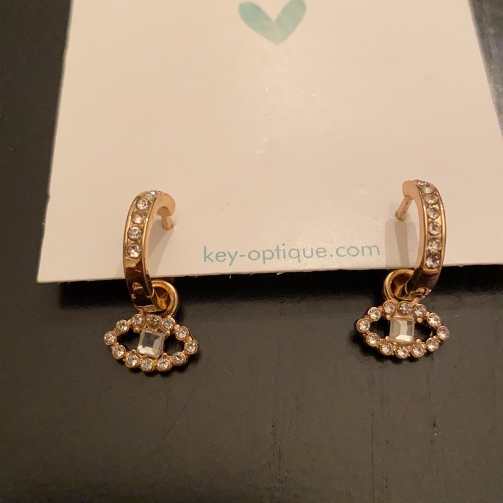 Crystal Eyes Drop Earrings NIB